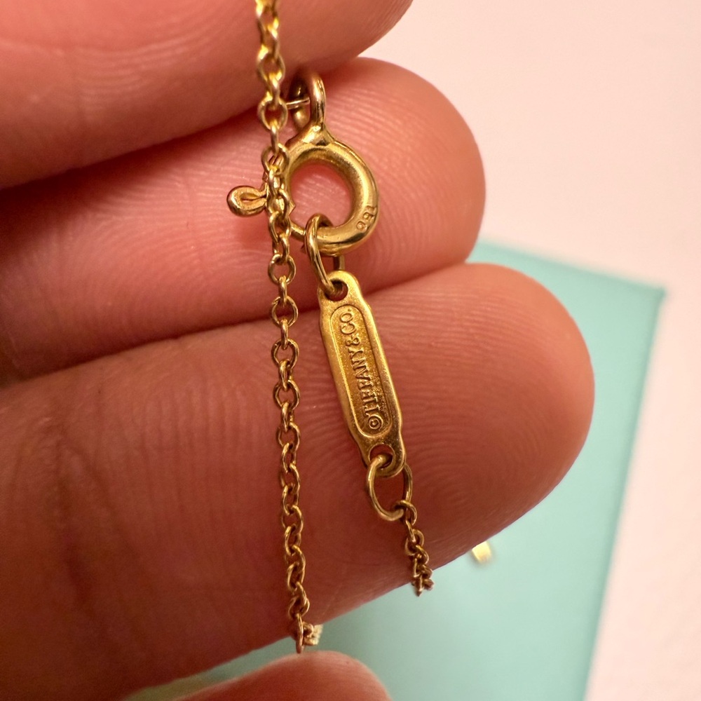 Tiffany & Co. Gold Cross Chain Necklace with Diamond - Picture 4 of 5